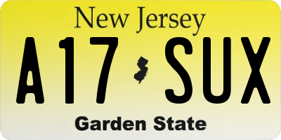 NJ license plate A17SUX