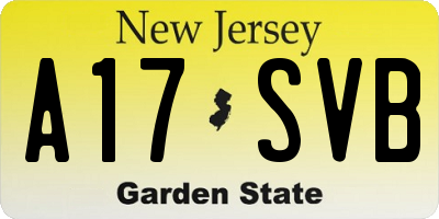 NJ license plate A17SVB