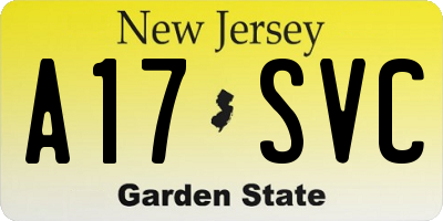 NJ license plate A17SVC