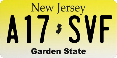 NJ license plate A17SVF