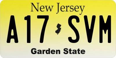 NJ license plate A17SVM