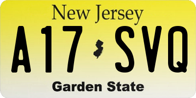 NJ license plate A17SVQ