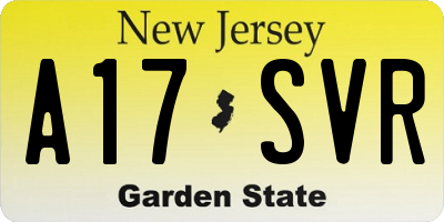 NJ license plate A17SVR