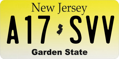 NJ license plate A17SVV