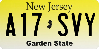 NJ license plate A17SVY