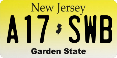 NJ license plate A17SWB