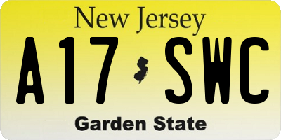 NJ license plate A17SWC