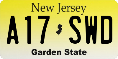 NJ license plate A17SWD