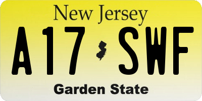 NJ license plate A17SWF