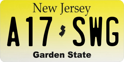 NJ license plate A17SWG