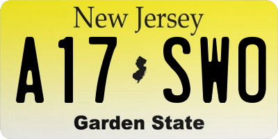 NJ license plate A17SWO
