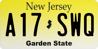 NJ license plate A17SWQ