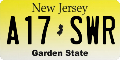 NJ license plate A17SWR