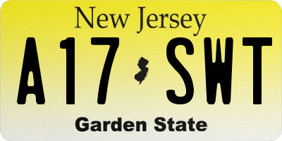 NJ license plate A17SWT