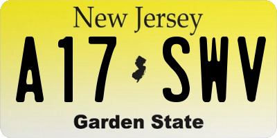 NJ license plate A17SWV
