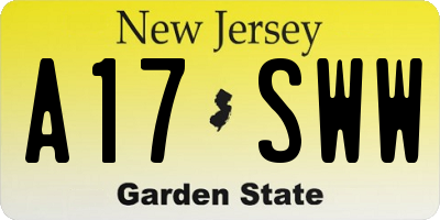 NJ license plate A17SWW