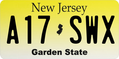 NJ license plate A17SWX