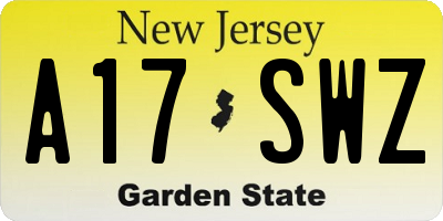 NJ license plate A17SWZ