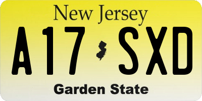 NJ license plate A17SXD