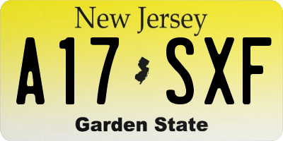 NJ license plate A17SXF