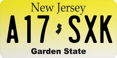 NJ license plate A17SXK