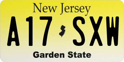 NJ license plate A17SXW