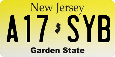 NJ license plate A17SYB