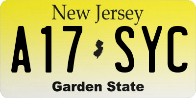 NJ license plate A17SYC