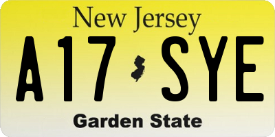 NJ license plate A17SYE