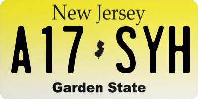 NJ license plate A17SYH