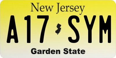 NJ license plate A17SYM