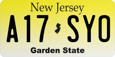 NJ license plate A17SYO