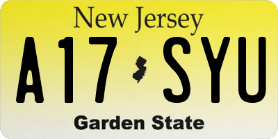 NJ license plate A17SYU