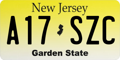 NJ license plate A17SZC