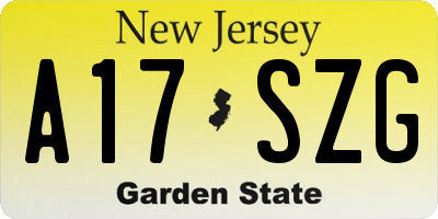 NJ license plate A17SZG