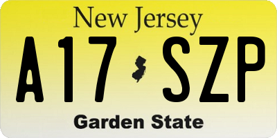 NJ license plate A17SZP