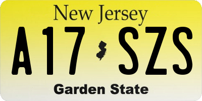 NJ license plate A17SZS