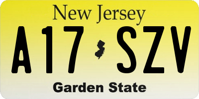NJ license plate A17SZV