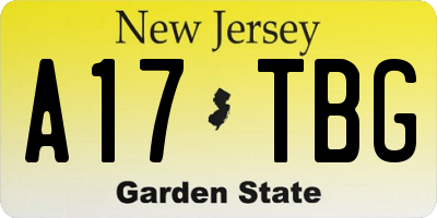 NJ license plate A17TBG