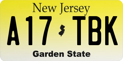 NJ license plate A17TBK