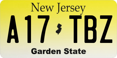 NJ license plate A17TBZ