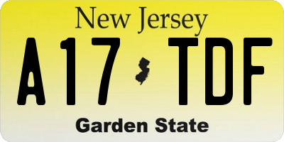 NJ license plate A17TDF