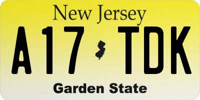 NJ license plate A17TDK