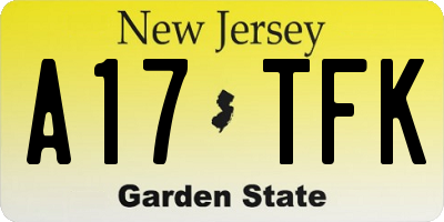 NJ license plate A17TFK
