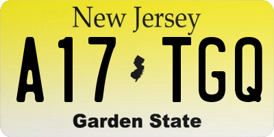 NJ license plate A17TGQ