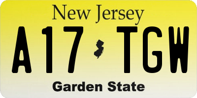 NJ license plate A17TGW