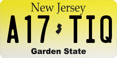 NJ license plate A17TIQ