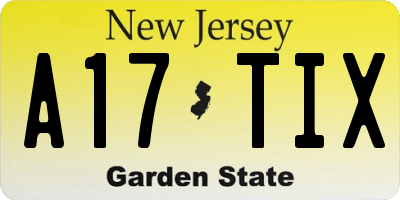NJ license plate A17TIX