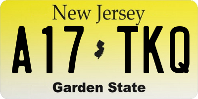 NJ license plate A17TKQ