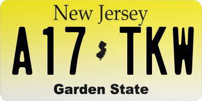 NJ license plate A17TKW